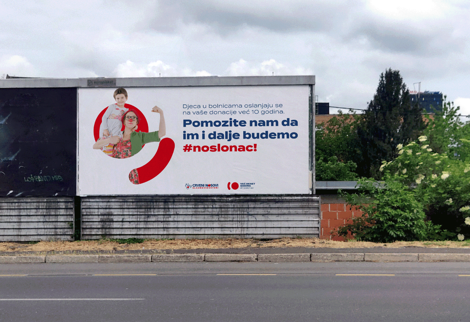 red nose clown doctor croatia billboard